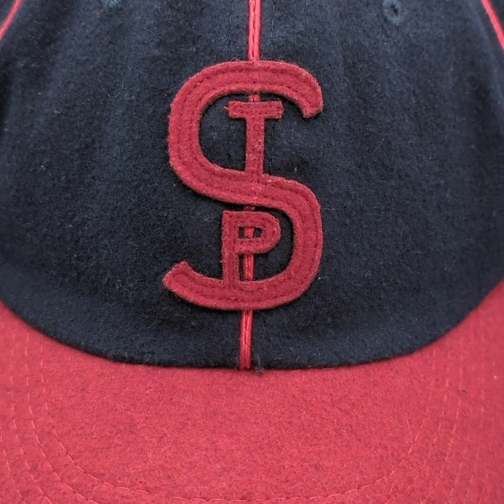 The Ville St Paul Saints Baseball Snapback 100% Wool Hat Cap Navy Blue/Red